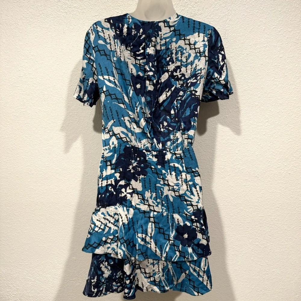 NWT reiss blue & white ditsy posey printed v neck short sleeve mini dress - Picture 5 of 10